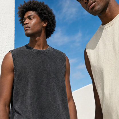 SLEEVELESS T-SHIRT EN COTON "OFF STRAP"