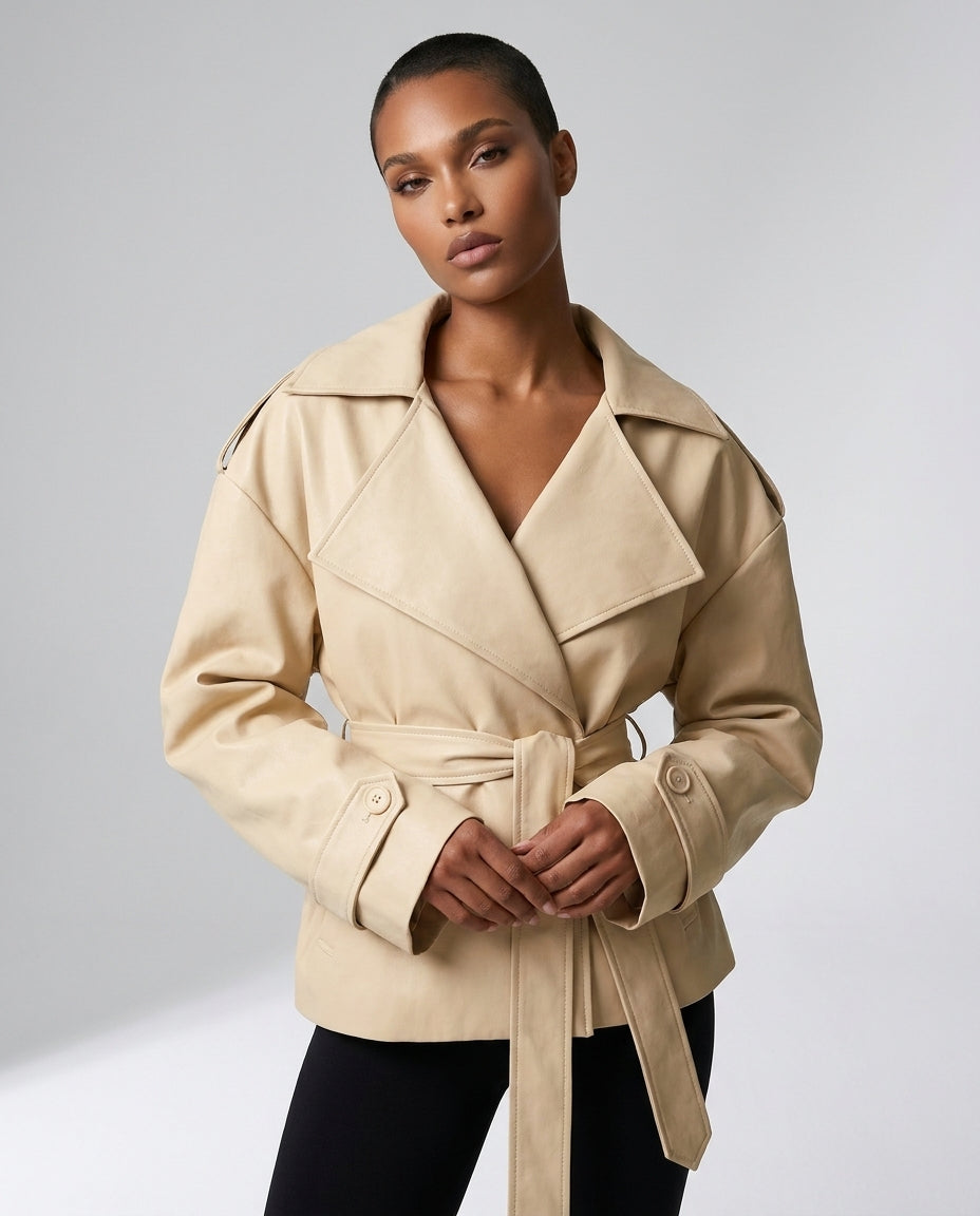 VESTE TRENCH COURT À LACETS POUR FEMMES "COMMUTE"