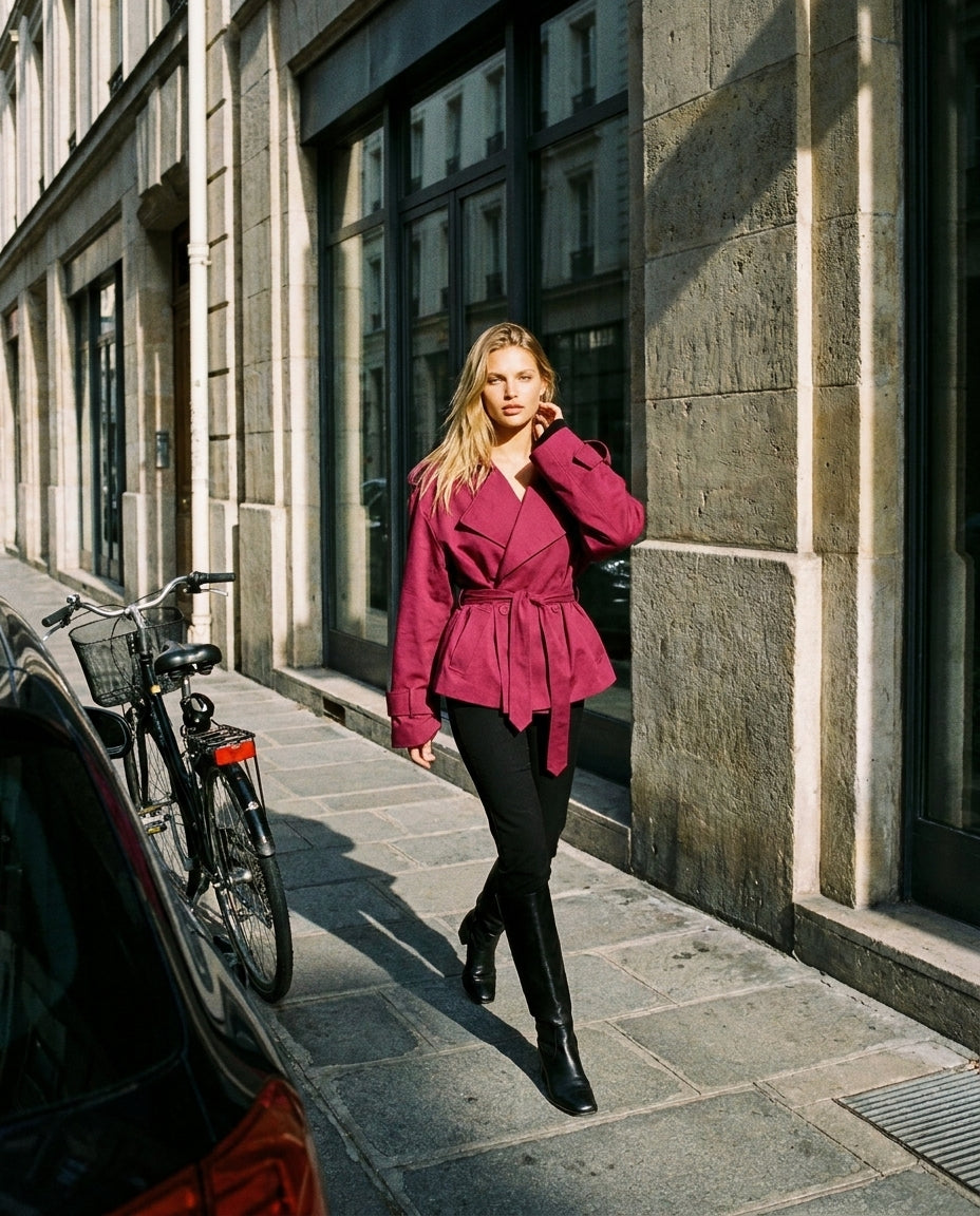 VESTE TRENCH COURT À LACETS POUR FEMMES "COMMUTE"
