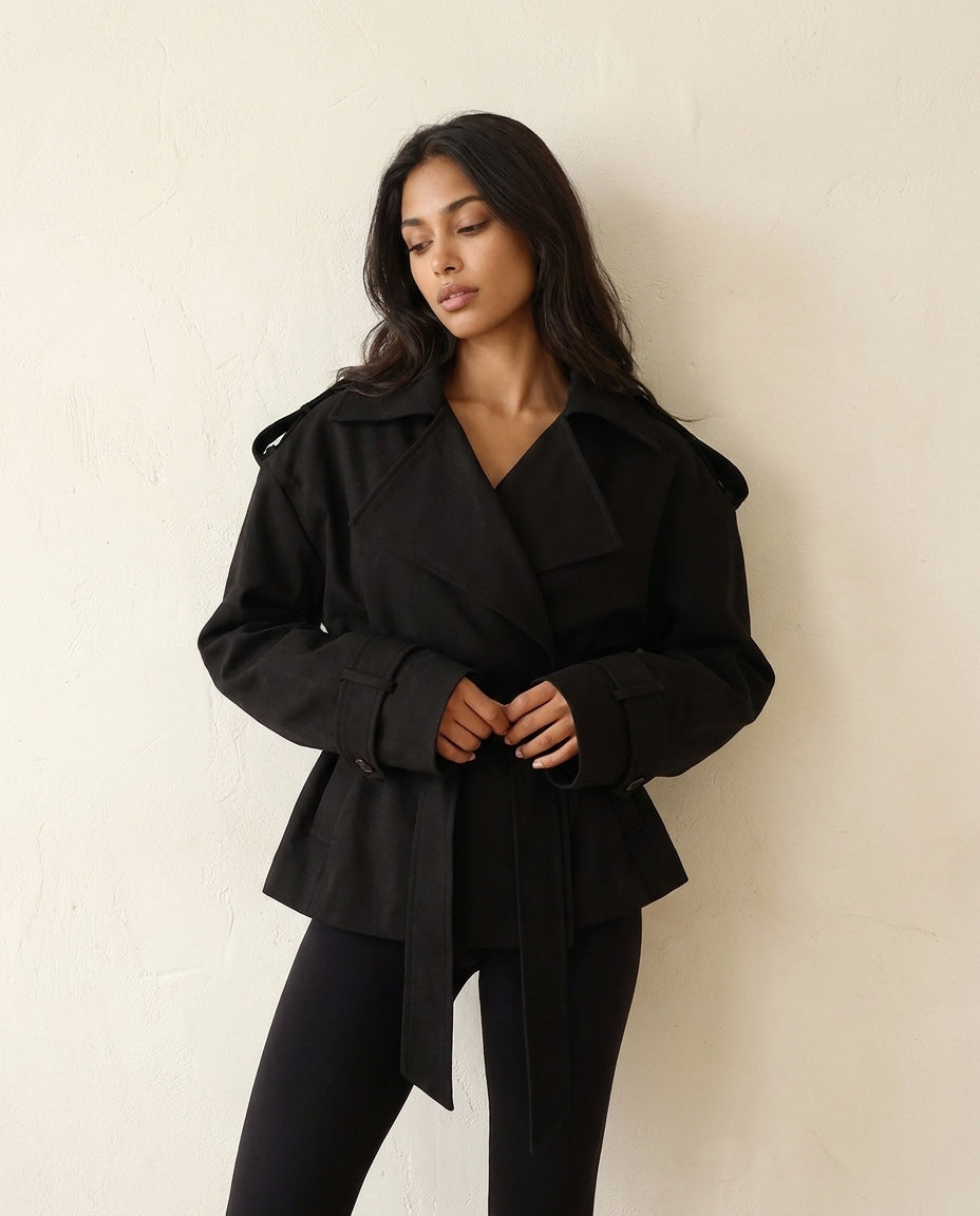 VESTE TRENCH COURT À LACETS POUR FEMMES "COMMUTE"
