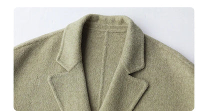 CHIC VEN Women's Woolen Coats Loose Casual Double Breasted Retro Double-sided Jacket Office Lady Outerwear Autumn Winter 2026