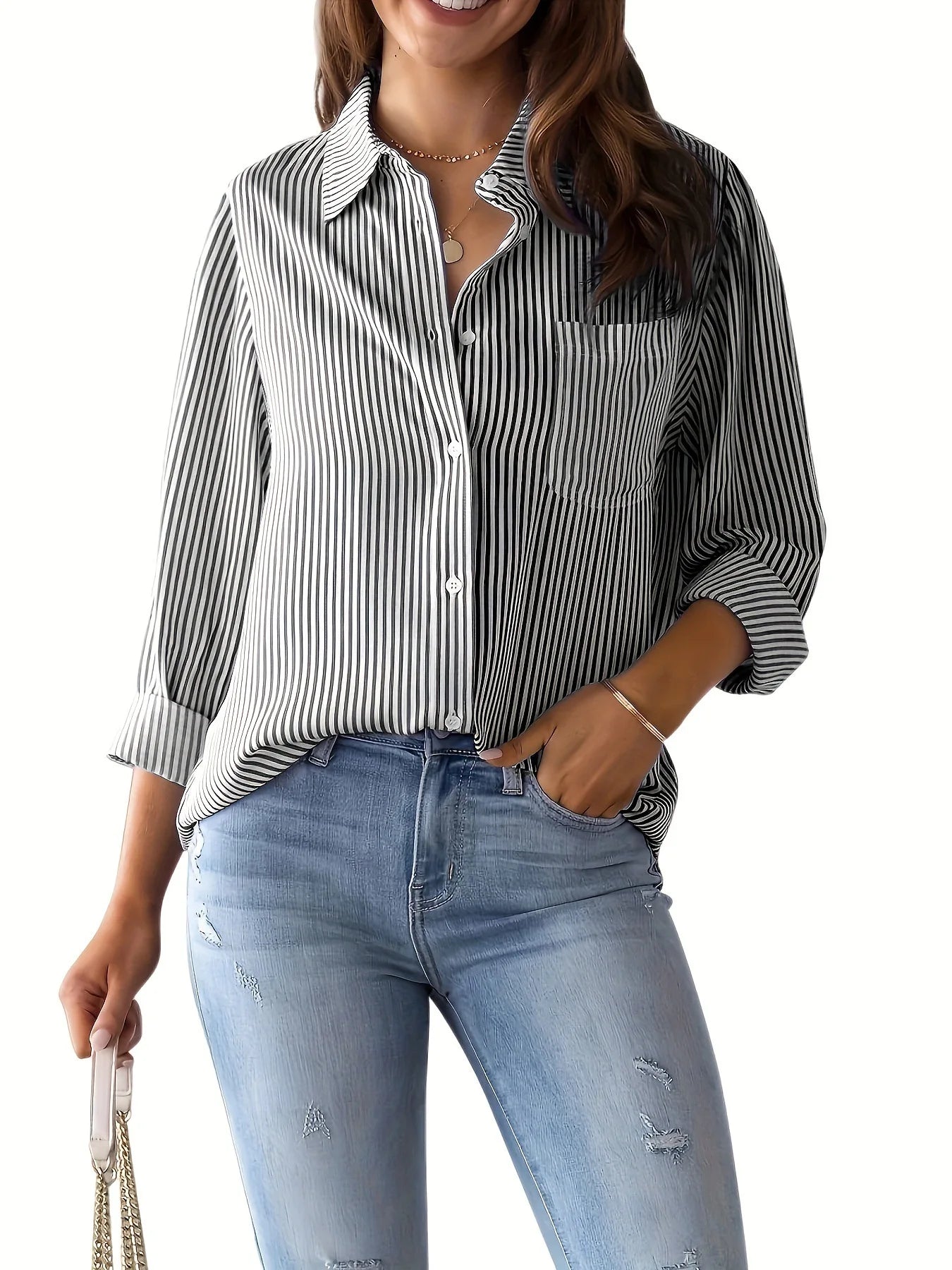 2026 Women Fashion Striped Shirt