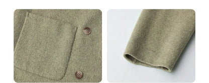 CHIC VEN Women's Woolen Coats Loose Casual Double Breasted Retro Double-sided Jacket Office Lady Outerwear Autumn Winter 2026