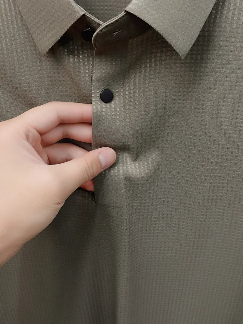 Personalized fashion jacquard short sleeve Polo shirt ice silk breathable summer new men's luxury leisure solid color T-shirt