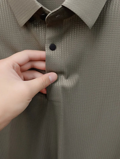 Personalized fashion jacquard short sleeve Polo shirt ice silk breathable summer new men's luxury leisure solid color T-shirt