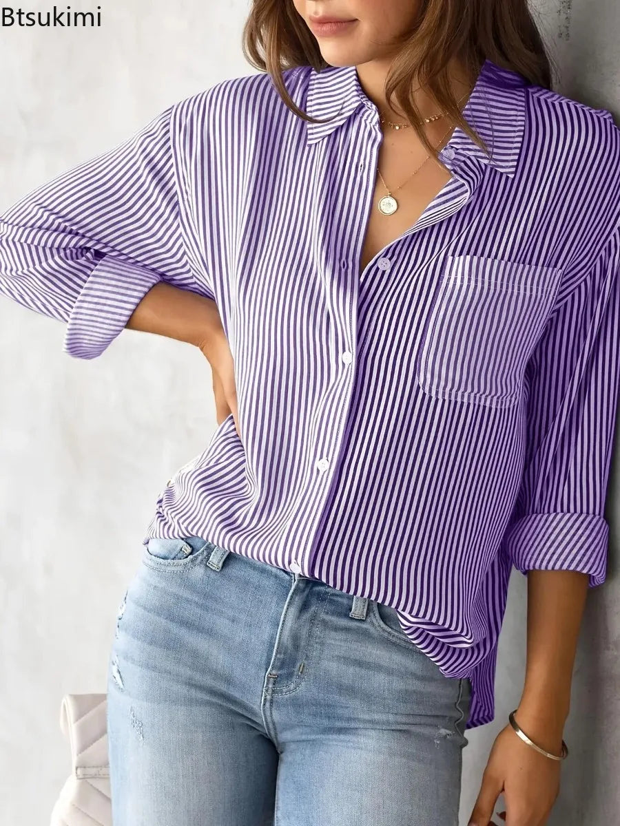 2026 Women Fashion Striped Shirt