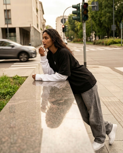T-SHIRT OVERSIZED TWO PIECE EFFECT "STAR GAZED" | Zylumn